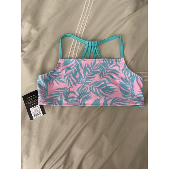 Art Class Girls Pink/Blue Fern Print Bikini Top - Picture 1 of 9